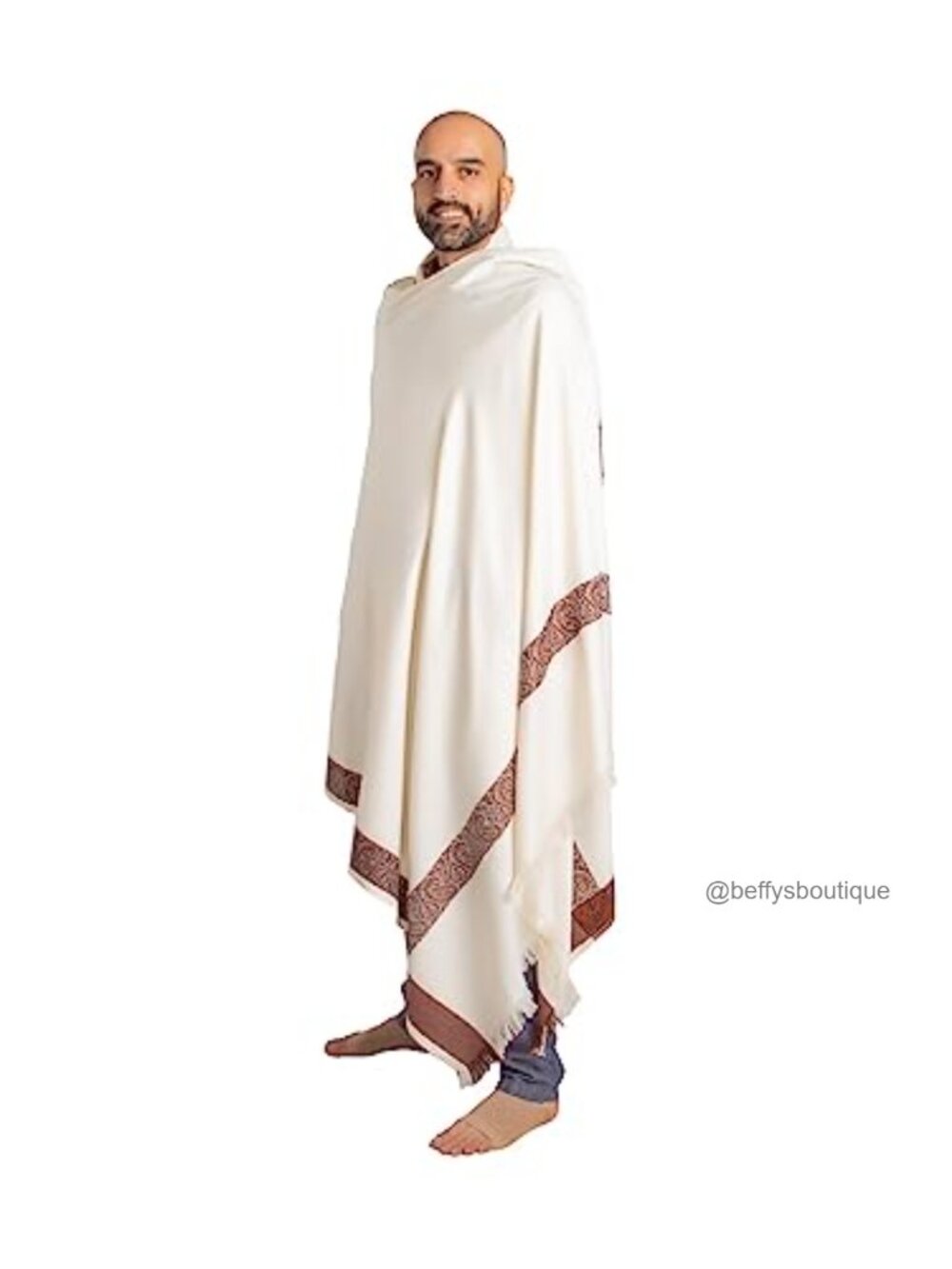 Wool Blend Meditation Shawl Large Unisex Prayer Wrap Oversize Scarf Blanket